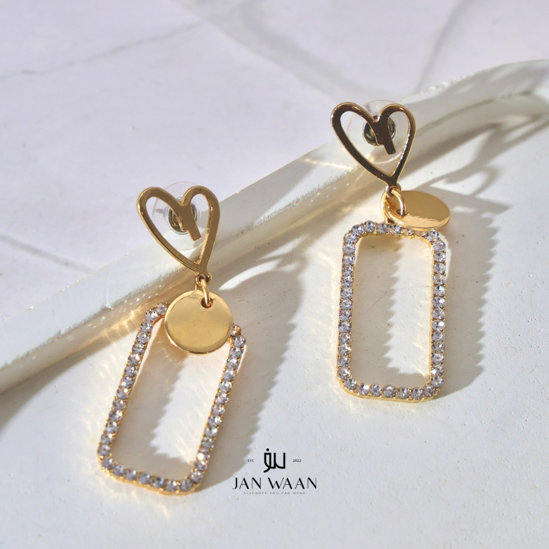 Golden Heart Of Love Dangler Earrings