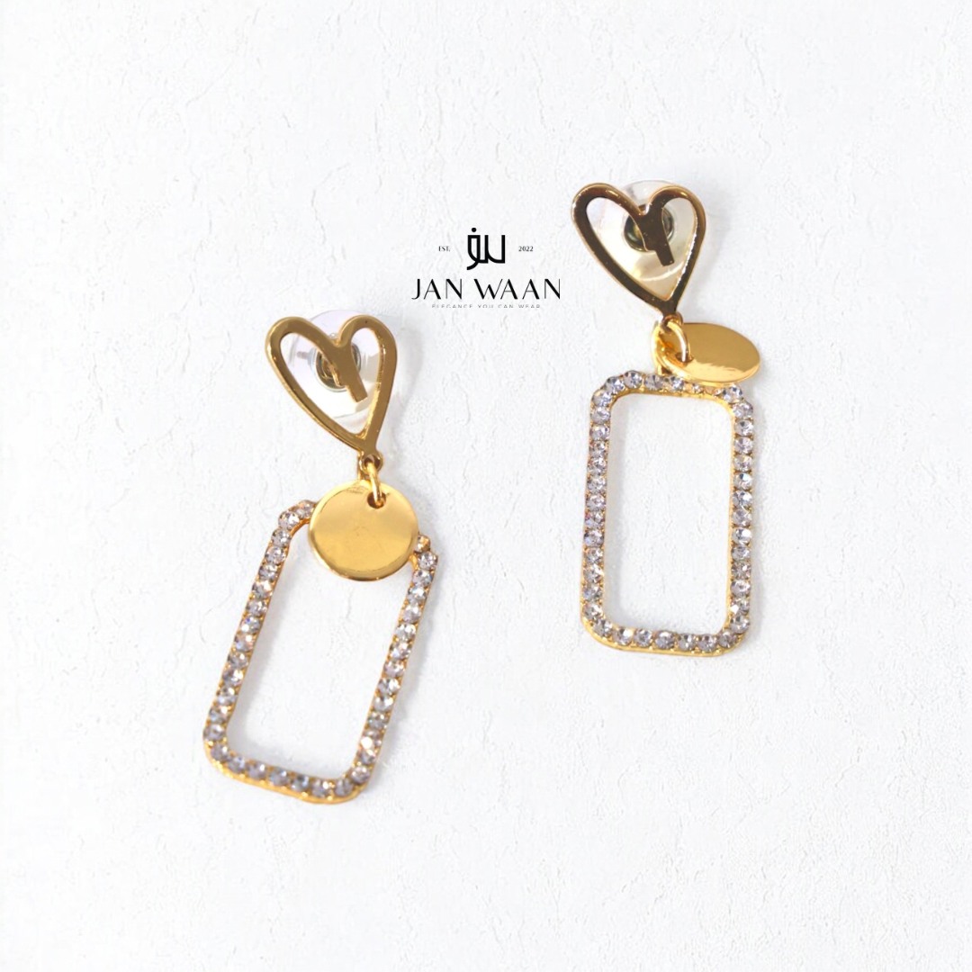 Golden Heart Of Love Dangler Earrings