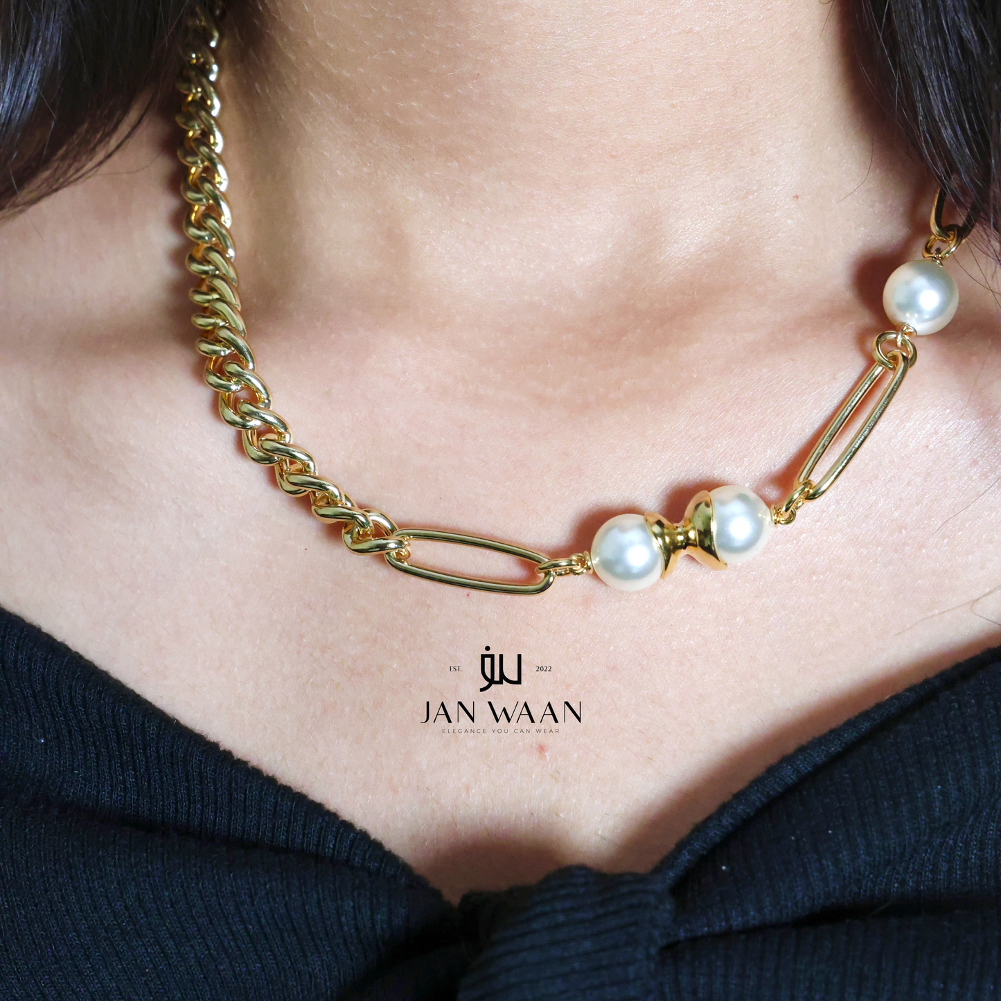 Lariat Pearl Gold Chain