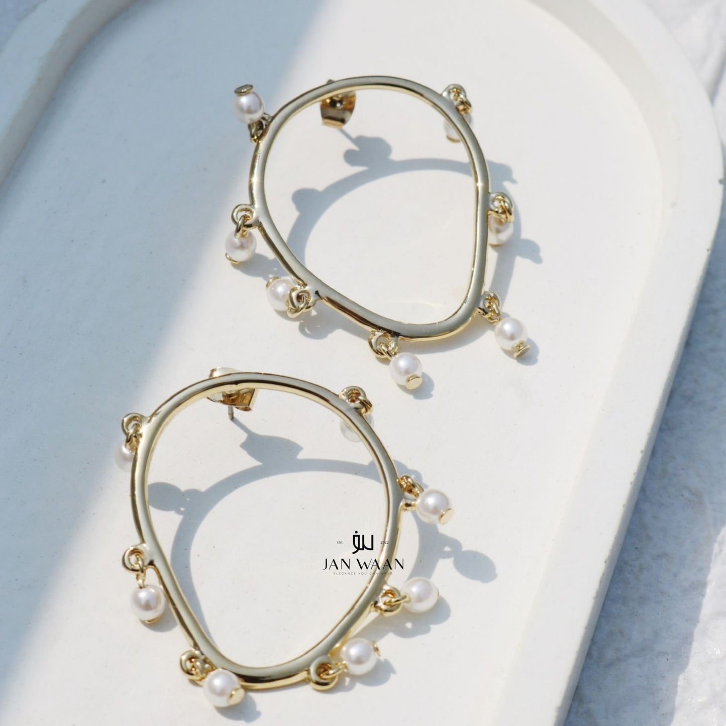 SHANAYA GOLD & PEARL STATEMENT EARRINGS