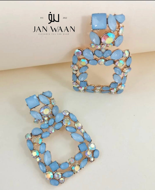 RHINESTONE DECOR GEOMETRIC DROP EARRINGS