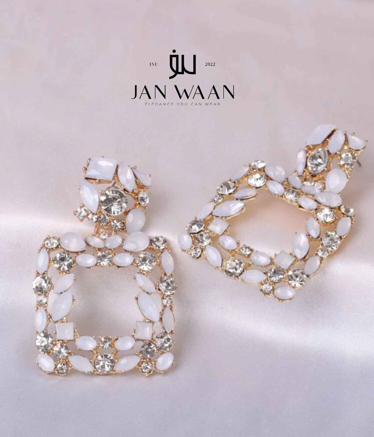 RHINESTONE DECOR GEOMETRIC DROP EARRINGS