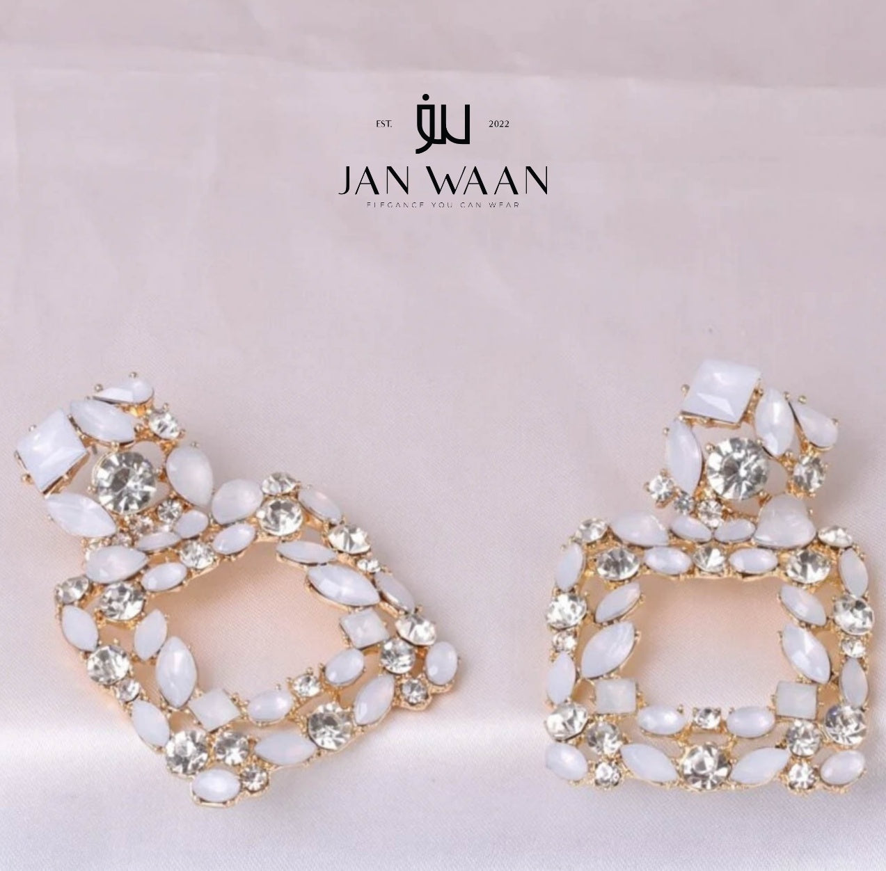 RHINESTONE DECOR GEOMETRIC DROP EARRINGS
