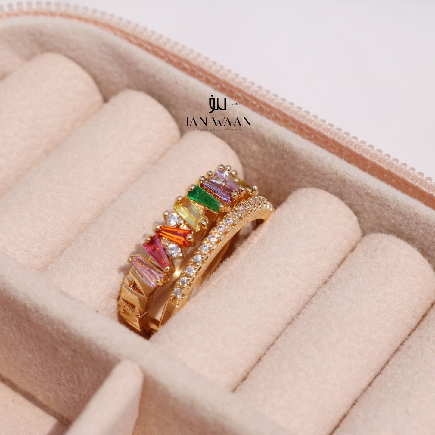 LOWE MULTICOLOURED BAGUTTE RING