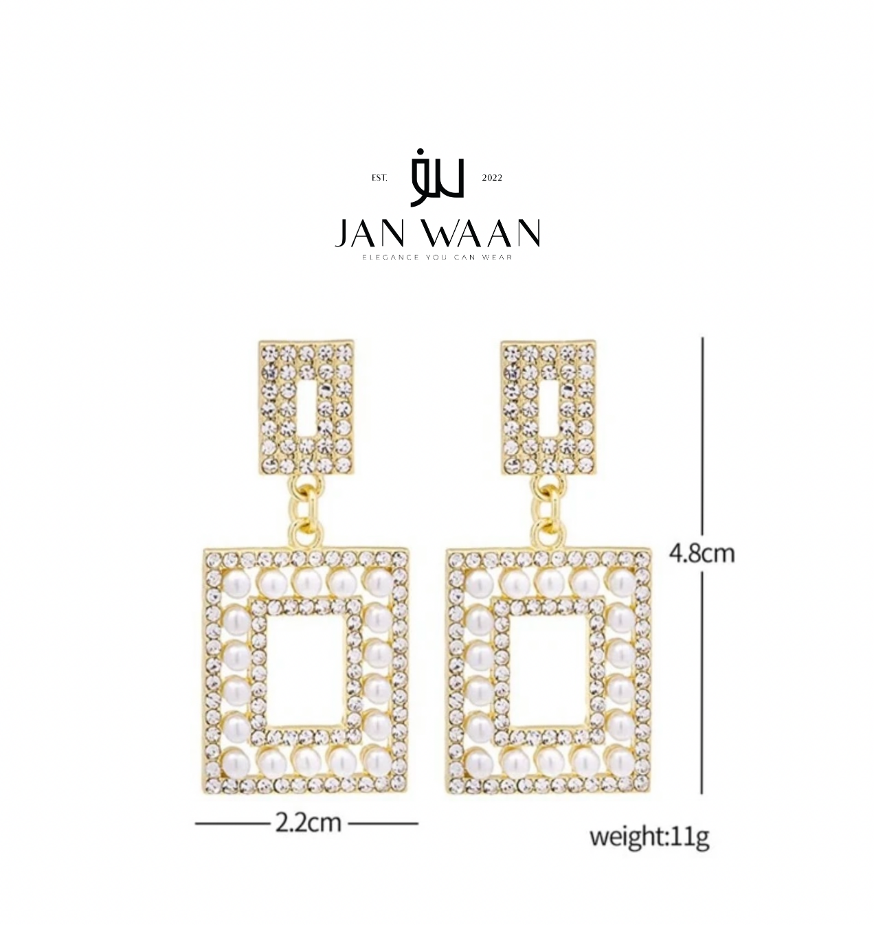 RHINESTONE & FAUX PEARL DÉCOR GEOMETRIC DROP EARRINGS