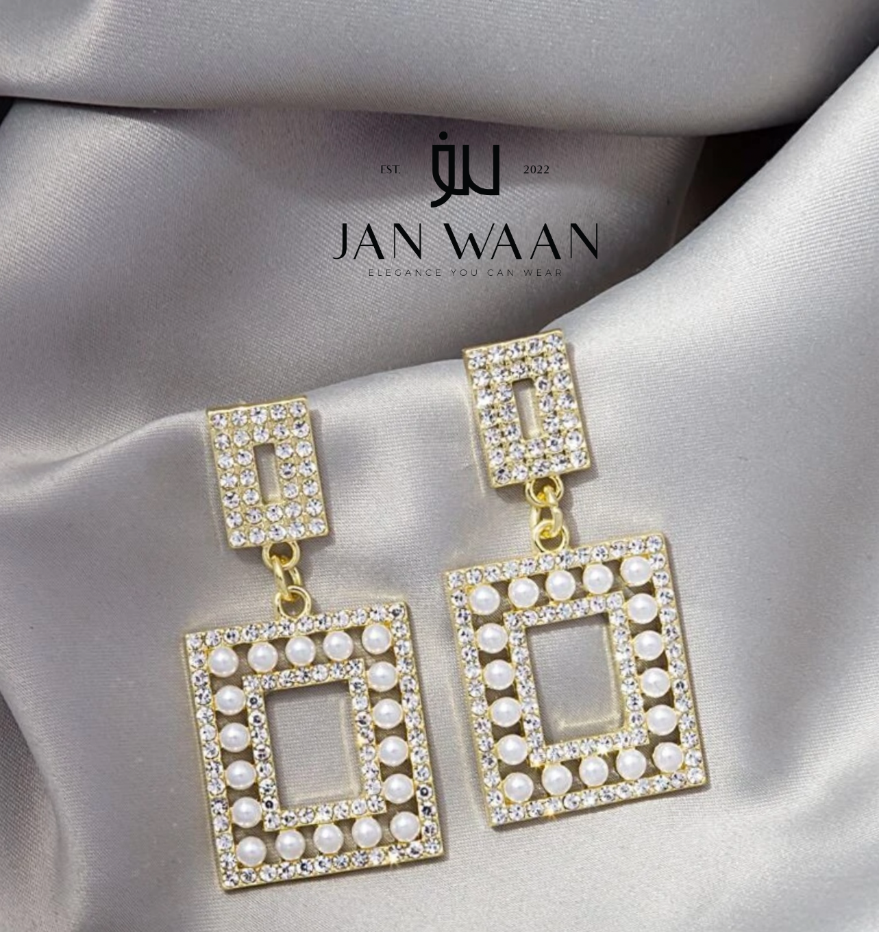 RHINESTONE & FAUX PEARL DÉCOR GEOMETRIC DROP EARRINGS