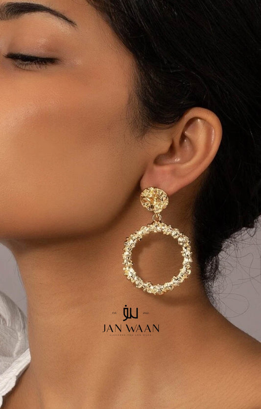 TEXTURED ROUND DROP EARRING